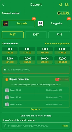 Deposit in LG777 Game 