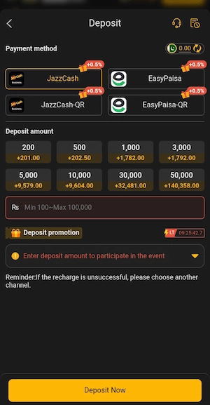 Deposit in XP777 Game
