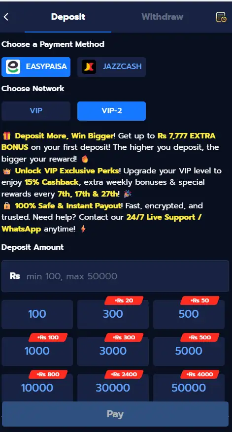 Deposit in 888ACE Game