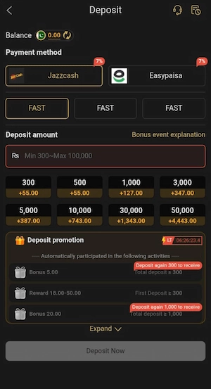 Deposit in Aj03 Game