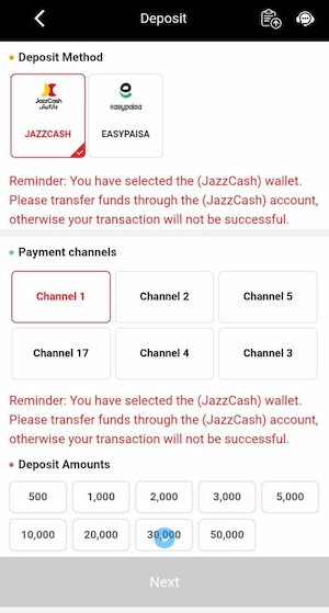Deposit in T7777 Game
