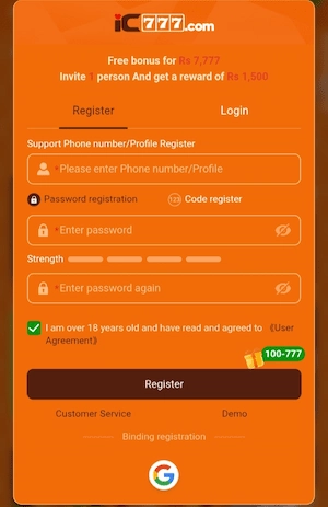 Register in IC777 Game